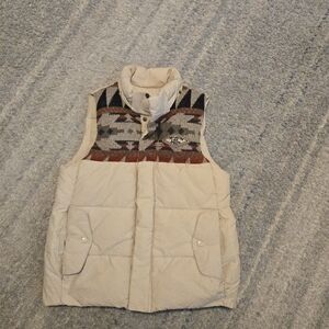 Thursday Island Urban Vintage Aztec Puffer Vest Cream Beige Southwestern S/85